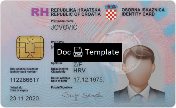 Croatia ID Card Template