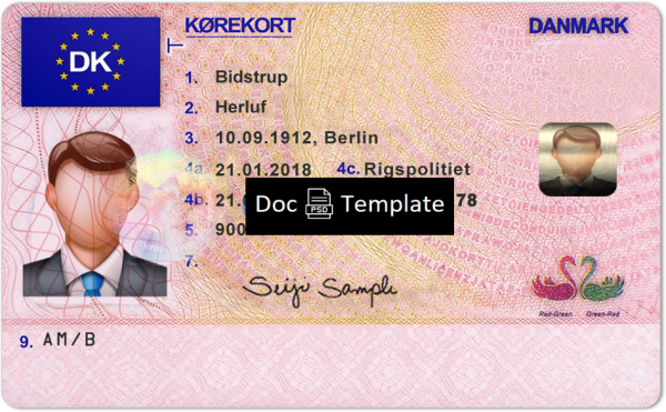 Denmark Driver License Template