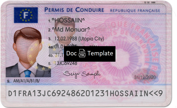France Driver License Template