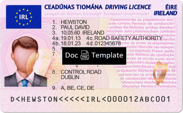 Ireland Driver License Template
