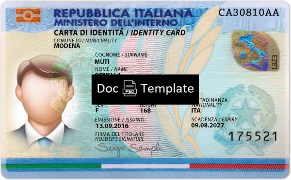 Italy ID Card Template