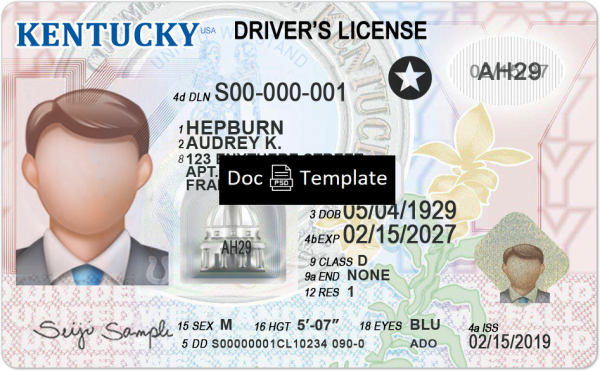 Kentucky Driver License Template