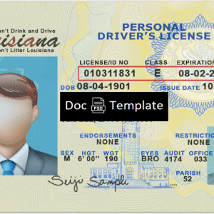 Louisiana Driver License Template