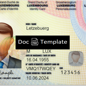 Luxembourg ID Card Template