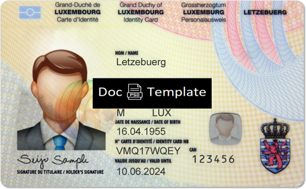 Luxembourg ID Card Template