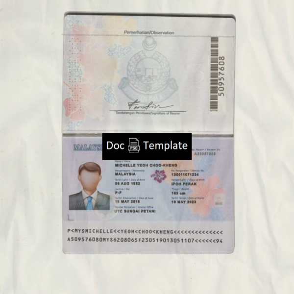 Malaysia Passport Template