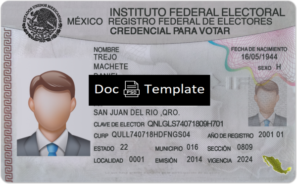 Mexico ID Card Template