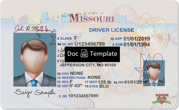Missouri Driver License Template