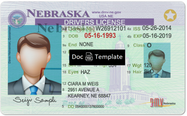 Nebraska Driver License Template