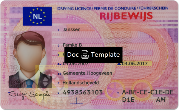 Netherlands Driver License Template