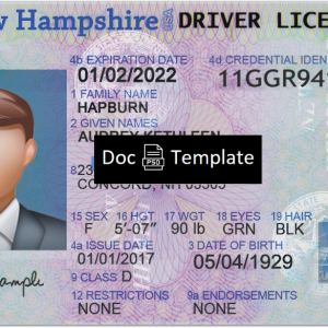New Hampshire Driver License Template