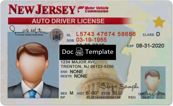 New Jersey Driver License Template