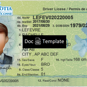 Nova Scotia Driver License Template