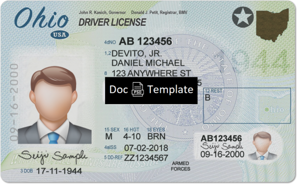 Ohio Driver License Template