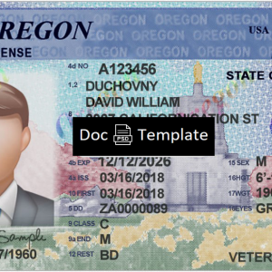 Oregon Driver License Template