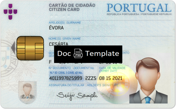Portugal ID Card Template