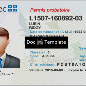 Quebec Driver License Templat