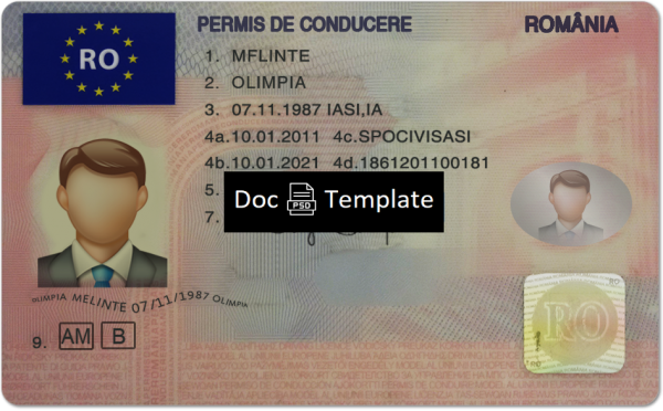 Romania Driver License Template