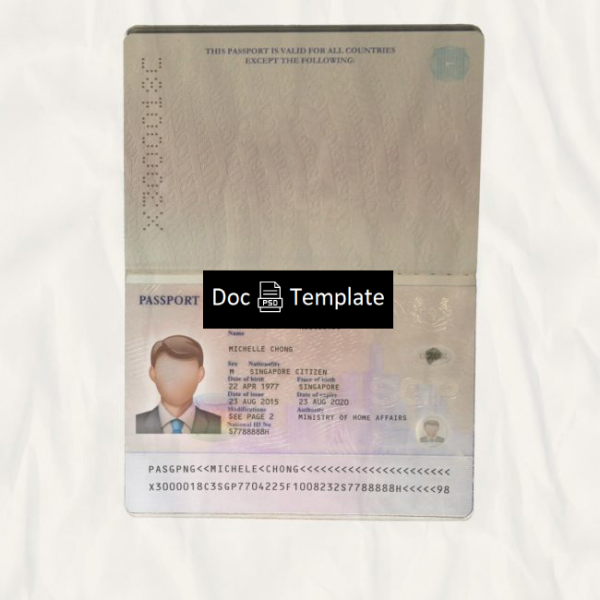 Singapore Passport Template