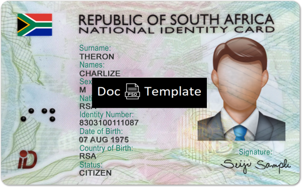 South Africa ID Card Template
