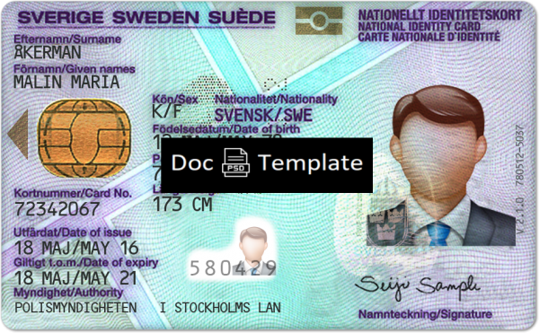 Sweden ID Card Template