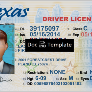 Texas Driver License Template