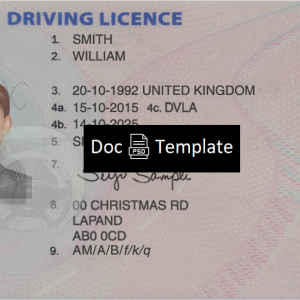 UK Driver License Template