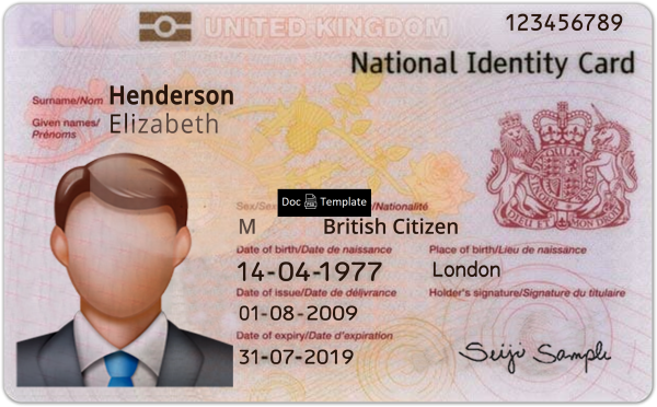 UK ID Card Template