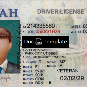 Utah Driver License Template
