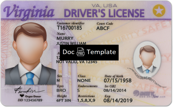 Virginia Driver License Template