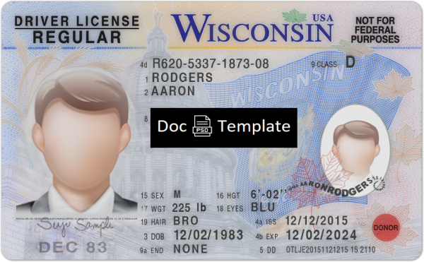 Wisconsin Driver License Template