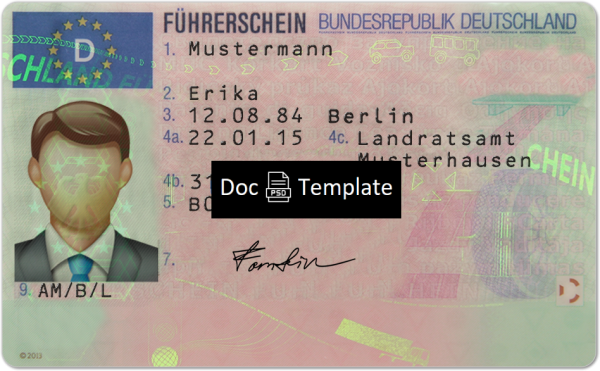 Germany Driver License Template