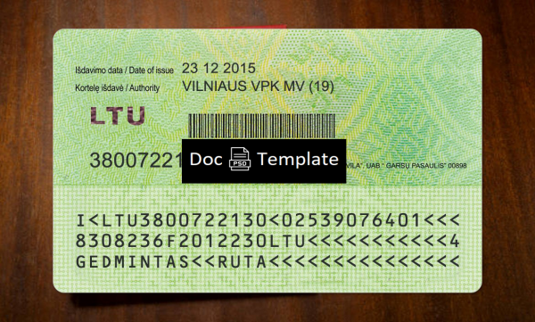 Lithuania ID Card Template