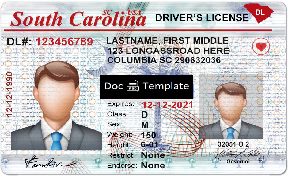 South Carolina Driver License Template PSD PSD Templates