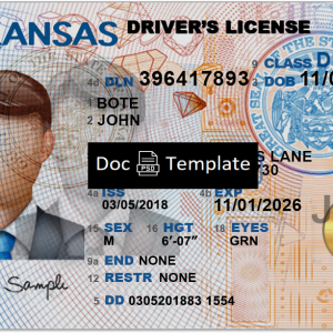 Arkansas Driver License Template