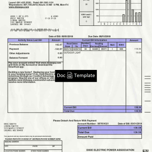 Mississippi Utility Bill Template
