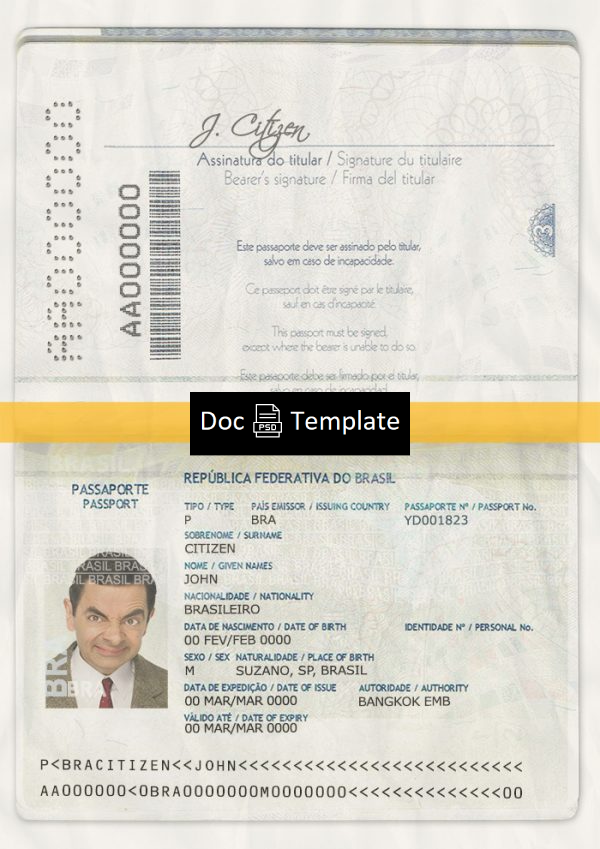 Brazil Passport Template
