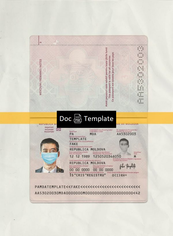 Moldova Passport Template